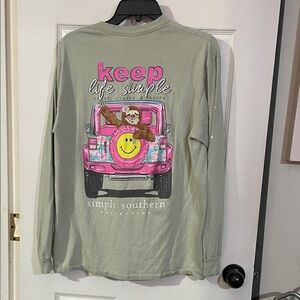 Simply Southern mint green Long Sleeve Tee "keep life simple...". Size L